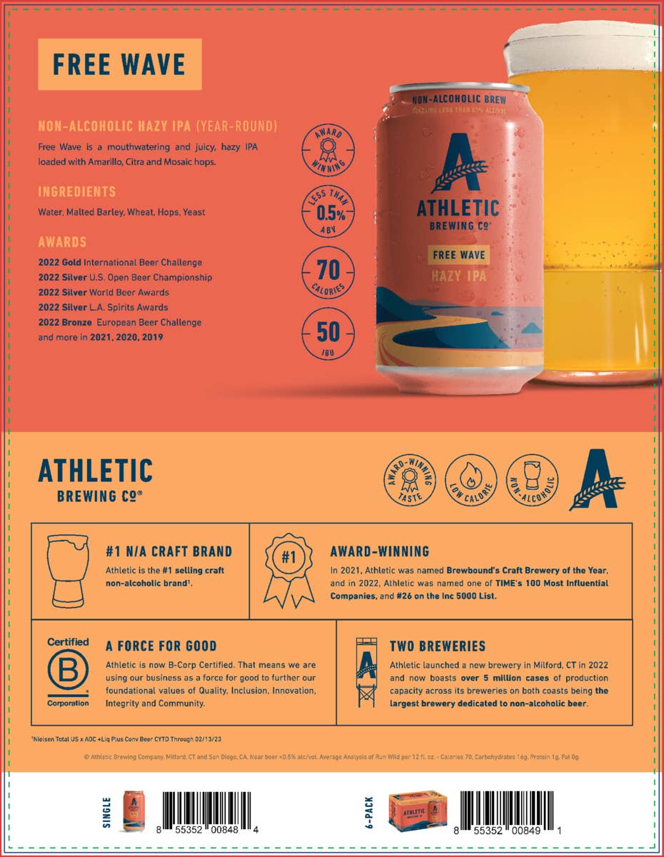 Athletic Brewing - Free Wave Hazy IPA (Non-Alcoholic)