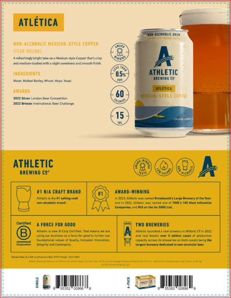 Athletic Brewing - Atlética (Non-Alcoholic)